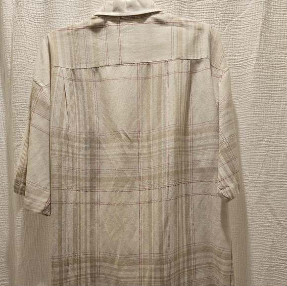 Nautica Men's Tan, Ivory, and Burgandy Plaid Shirt - Picture 3 of 4